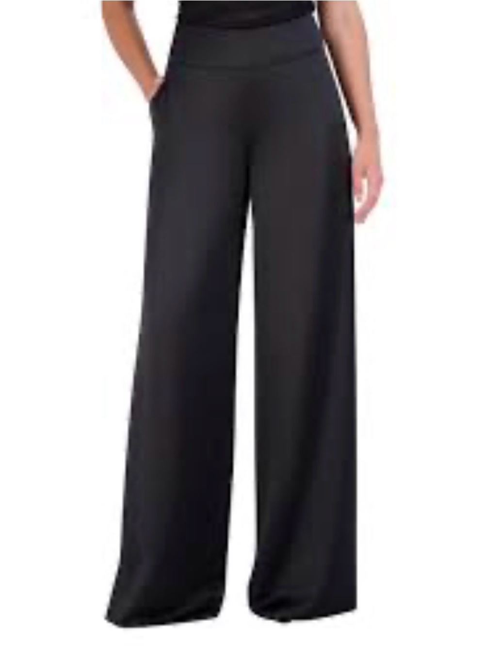 NEW BCBG Maxazaria Wide-Leg Satin finish Black Dress Trouser
